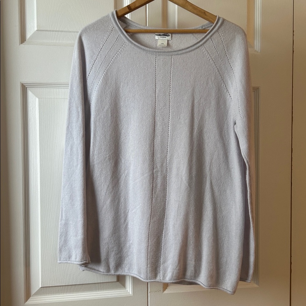 Cashmere club Monaco sweater- grey/lavender -large, EUC